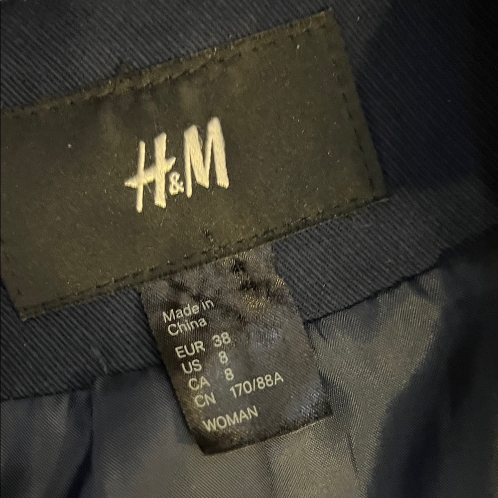 🌻3/$15🌻 H&M women’s Dark Blue Military Jacket - Picture 2 of 10